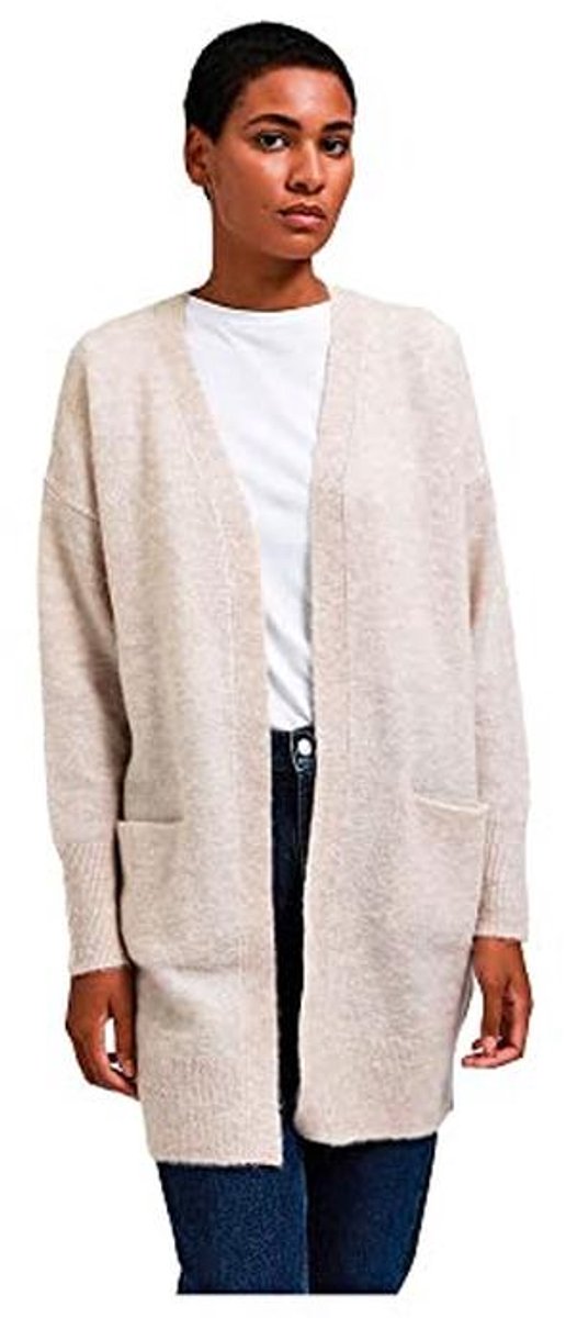 Dames Midi Lange Gebreide Cardigan met Voorzakken