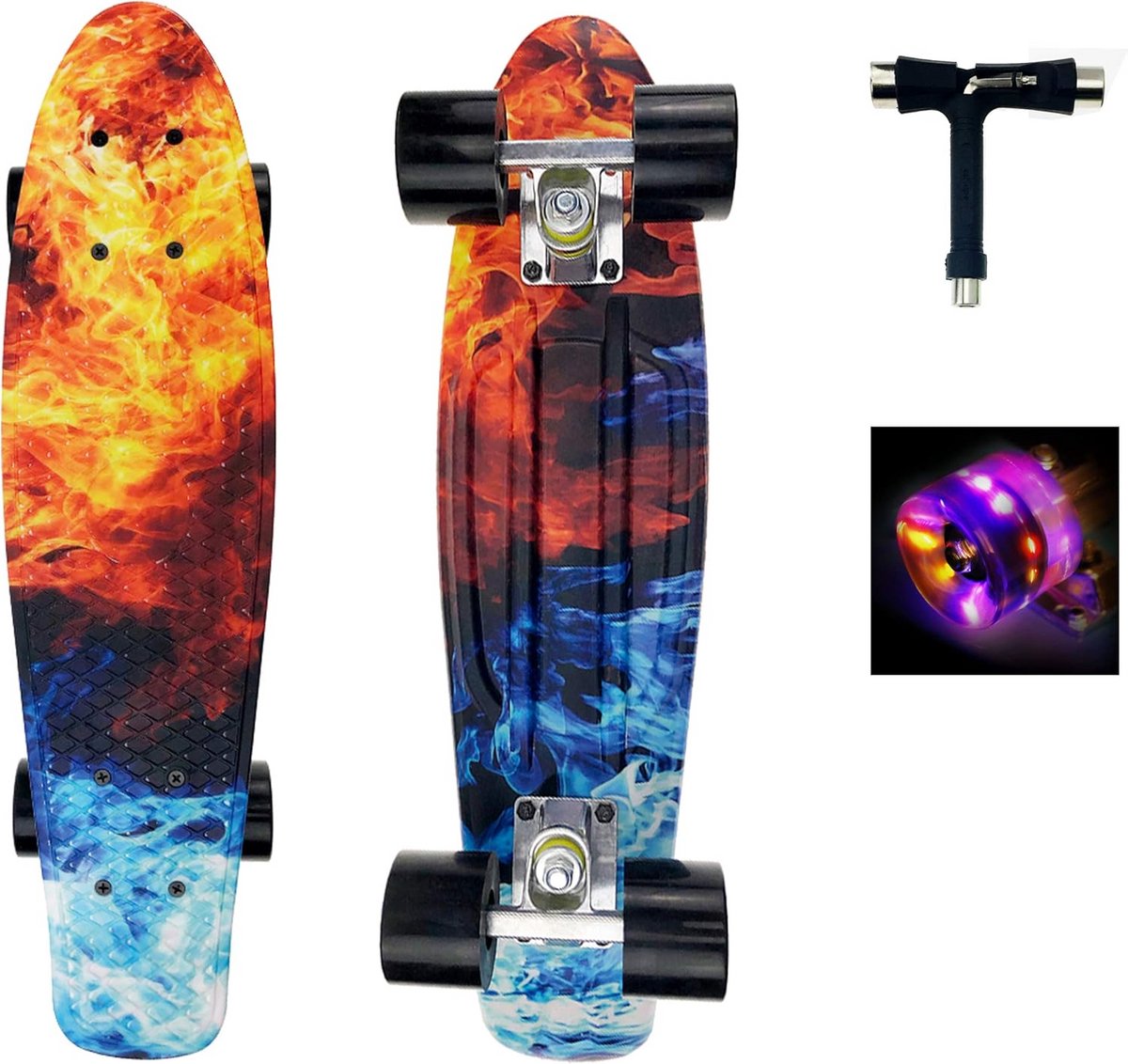 Mini Cruiser Skateboard 22 inch met oplichtende wielen voor Beginners en Kinderen