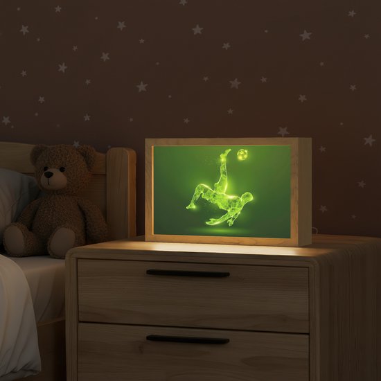 Nachtlampje 30x20 cm - Kinder lamp - Voetbal - Groen - Omhaal - Tafellamp kinderkamer - Slaapkamer lamp - Bedlamp kinderen - Kinderlampje stopcontact - Wandlamp babykamer - Nachtlampjes van Merkloos — afbeelding 2