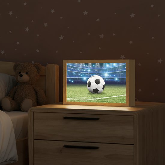 Nachtlampje 30x20 cm - Kinder lampje - Voetbal - Stadion - Bal - Jongens - Tafellamp kinderkamer - Slaapkamer lamp - Bedlamp kinderen - Kinderlampje stopcontact - Wandlamp babykamer - Nachtlampjes van Merkloos — afbeelding 2