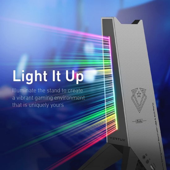 RGB Gaming Hoofdtelefoonstandaard met USB Poorten en AUX-Aansluiting — afbeelding 3