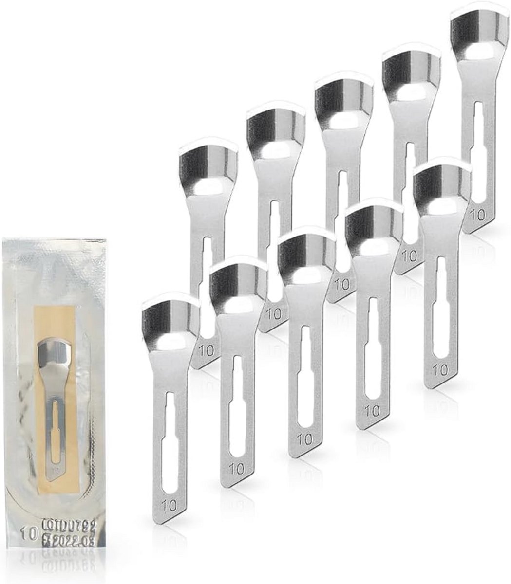 Hollow Beitelmesjes Set van 10 - Fig. 10 voor Scalpelhouder - Steriel Verpakt