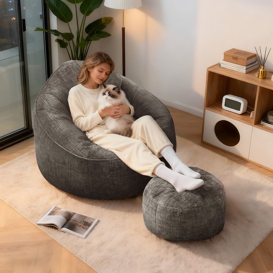 Hiaonyx Zitzak sofa comfortabel zitmeubel voor woonkamer en slaapkamer - Grijs