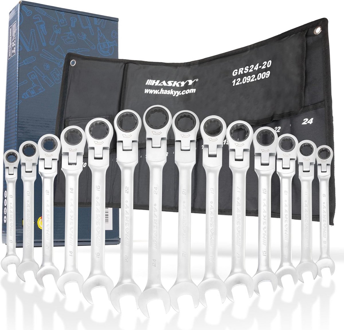 14-delige steek- ratelsleutelset 8 - 24 mm | Professionele ratelsleutels voor thuis en werkplaats
