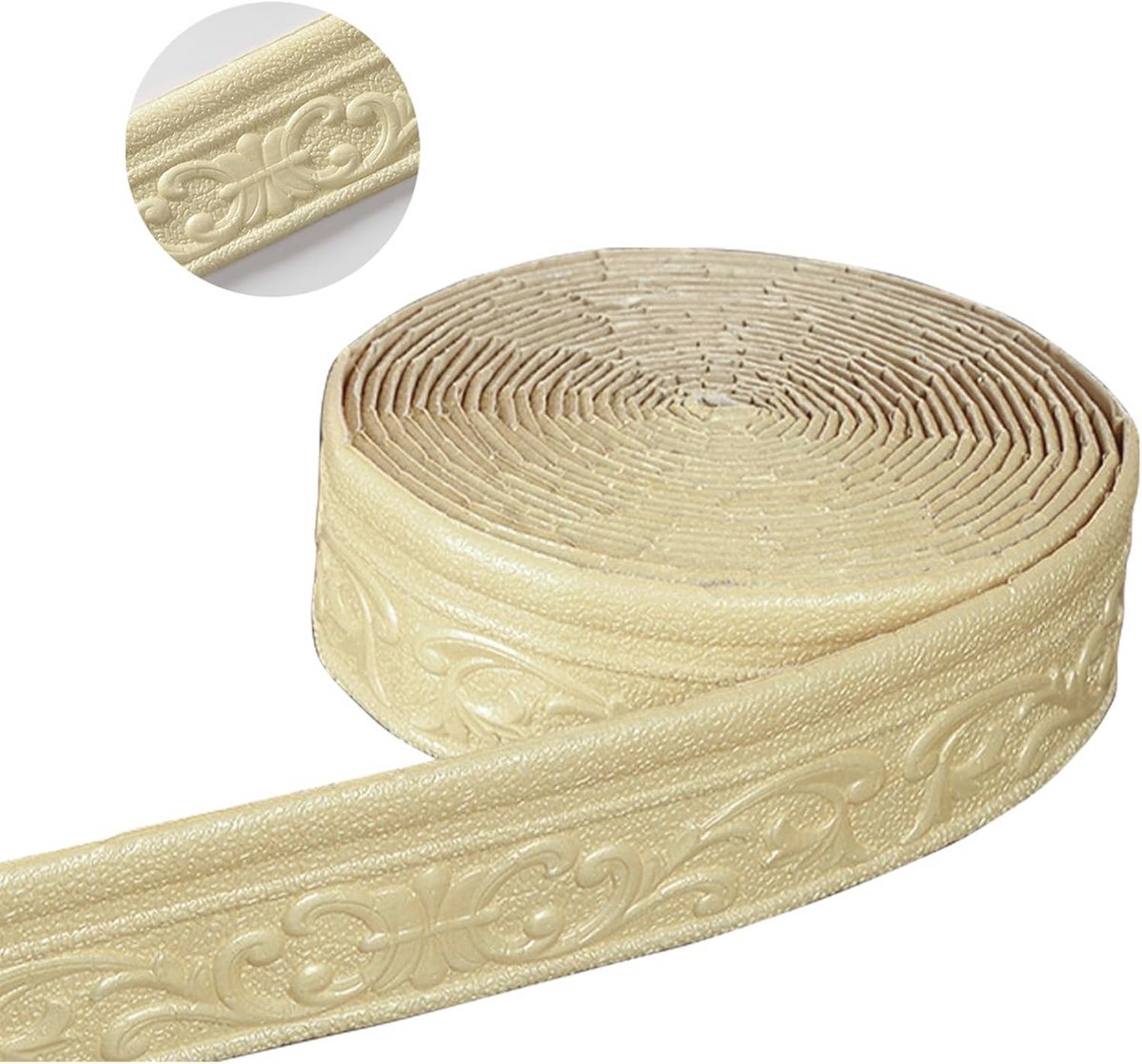 Zelfklevende Behangrand 10m x 8cm x 8mm - Waterdichte 3D Plafondlijst voor Wanden en Hoeken - Effen Kleuren