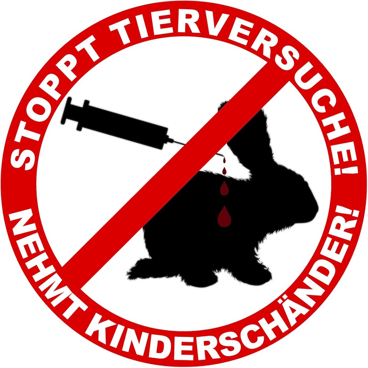 Ronde sticker Dierenbescherming 10 cm Ø Stopt dierproeven