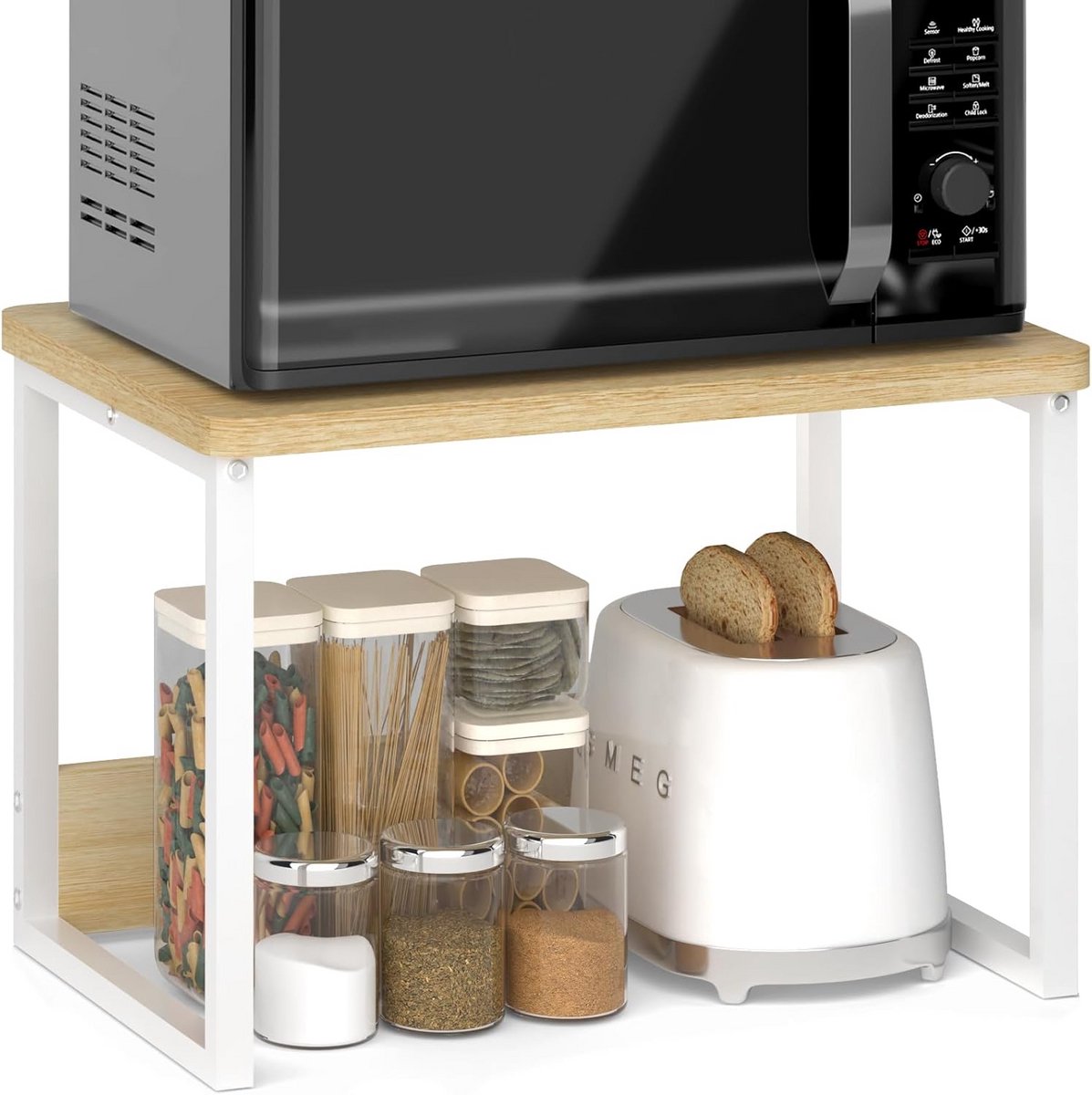 Keuken Organizer Plank 17.3x12.6 - Stapelbaar Metaal & Hout voor Kruidensystemen