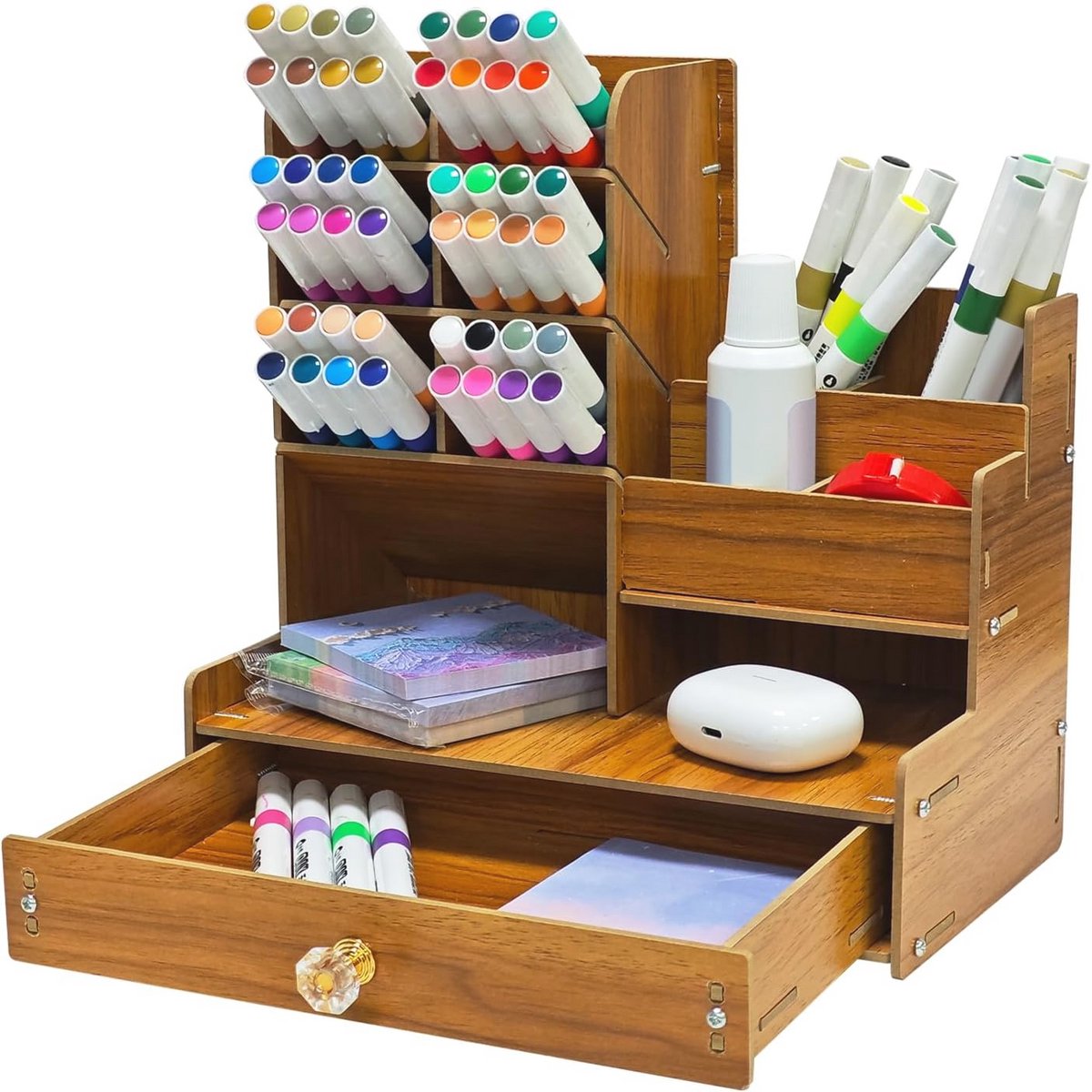Houten Bureau Organizer DIY Desktop - Kersenhout kleur