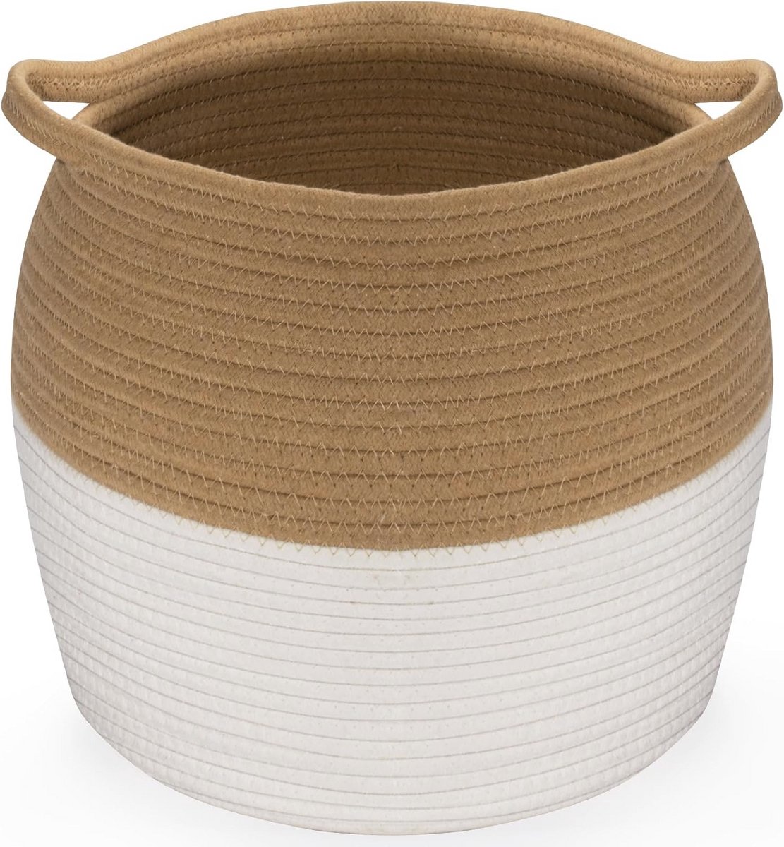 Katoenen Wasmand 26L - Woven Opbergmand met Handvat voor Opslag in Kamer of Slaapkamer 30 x 30CM