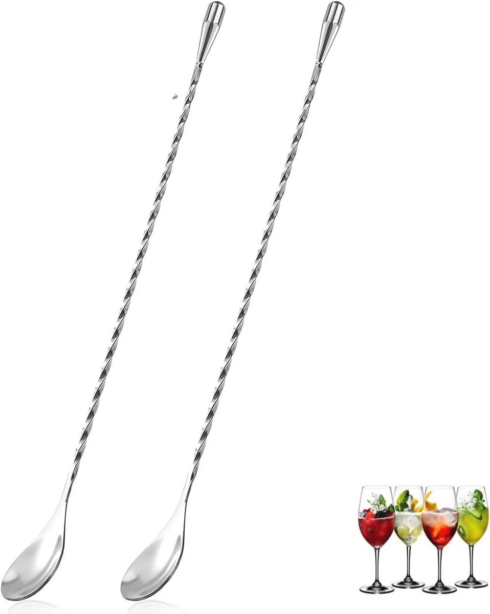 Cocktaillepel van roestvrij staal - Set van 2
