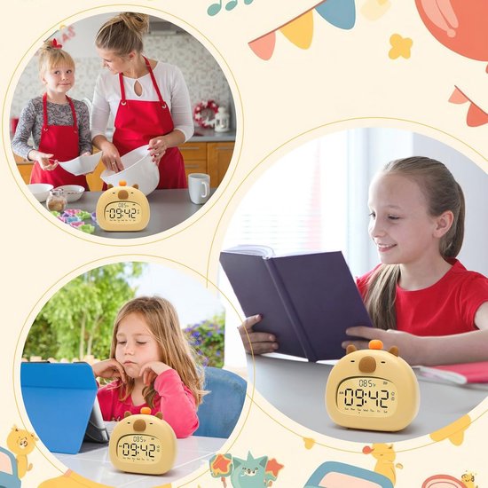 Digitale Kinderwekker met Nachtlampje - Geruisloze en Compacte Leerwekker voor Meisjes — afbeelding 4
