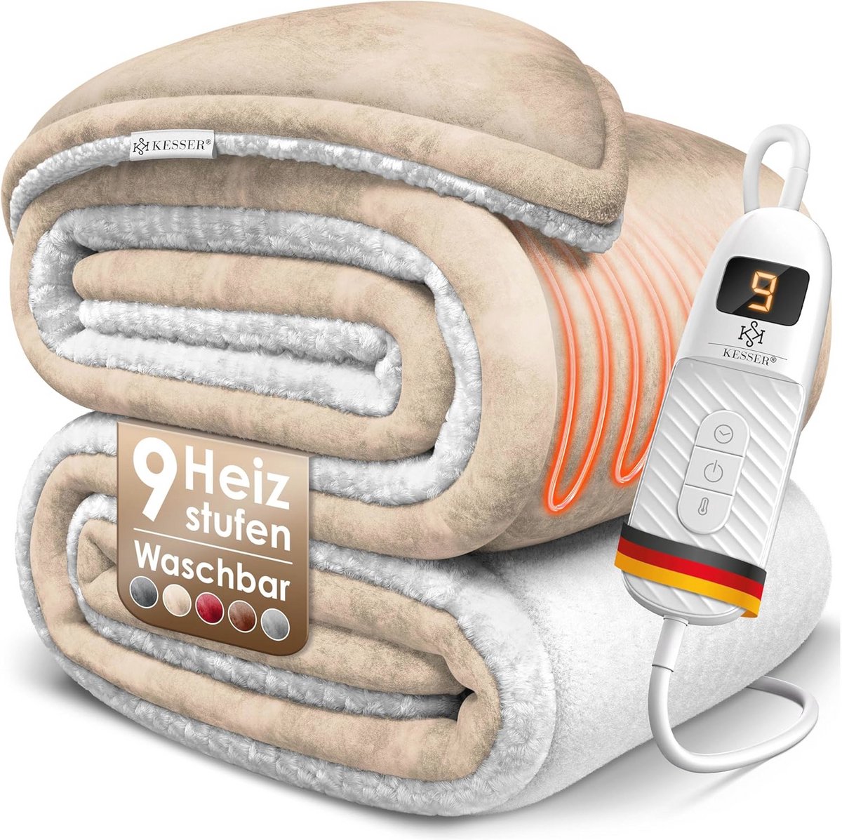 Dubbelzijdige Elektrische Deken van Sherpa-Fleece met Timer en 9 Temperatuurniveaus