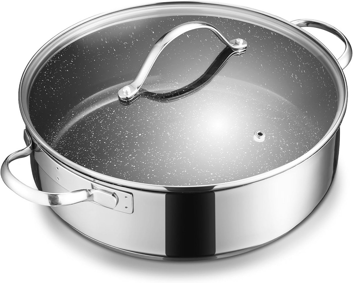 Stoofpan 28 cm Inductie Roestvrij Staal - 5,1 L - Ovenbestendig - Geschikt voor Alle Warmtebronnen