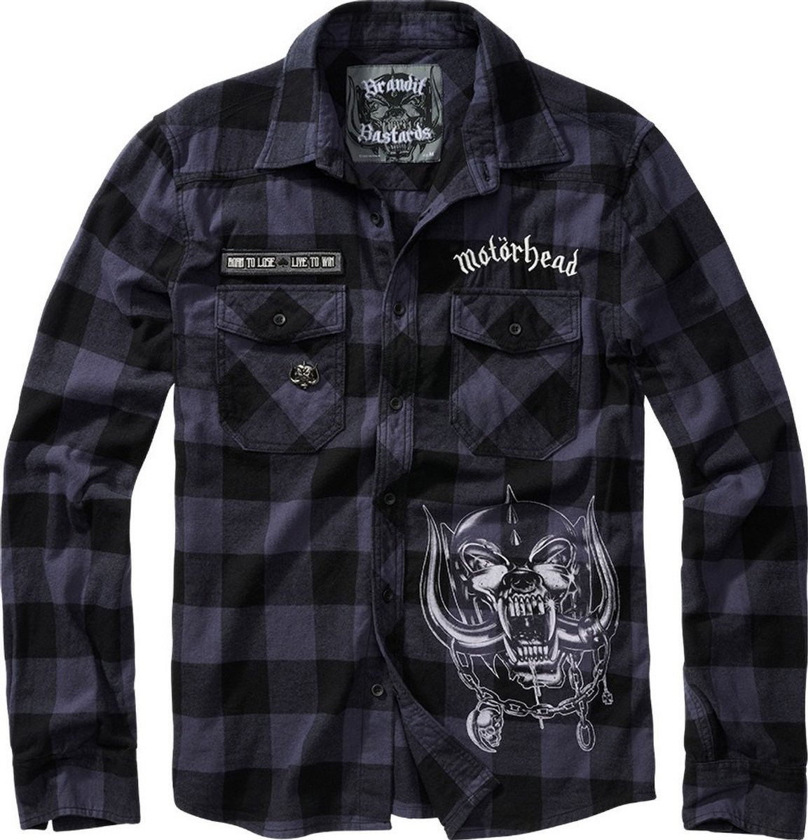 Motörhead Brandit Bastards - Checkshirt Heren Longsleeve - zwart/grijs - M