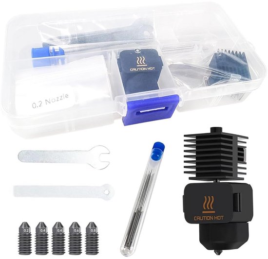 A1 Mini Hotend Kit voor Bambu Lab A1 Mini 3D-printer, 0,2-0,8 mm gehard stalen mondstuk hot end kit, A1mini mondstuk snelle vervanging kit (0,2 mm