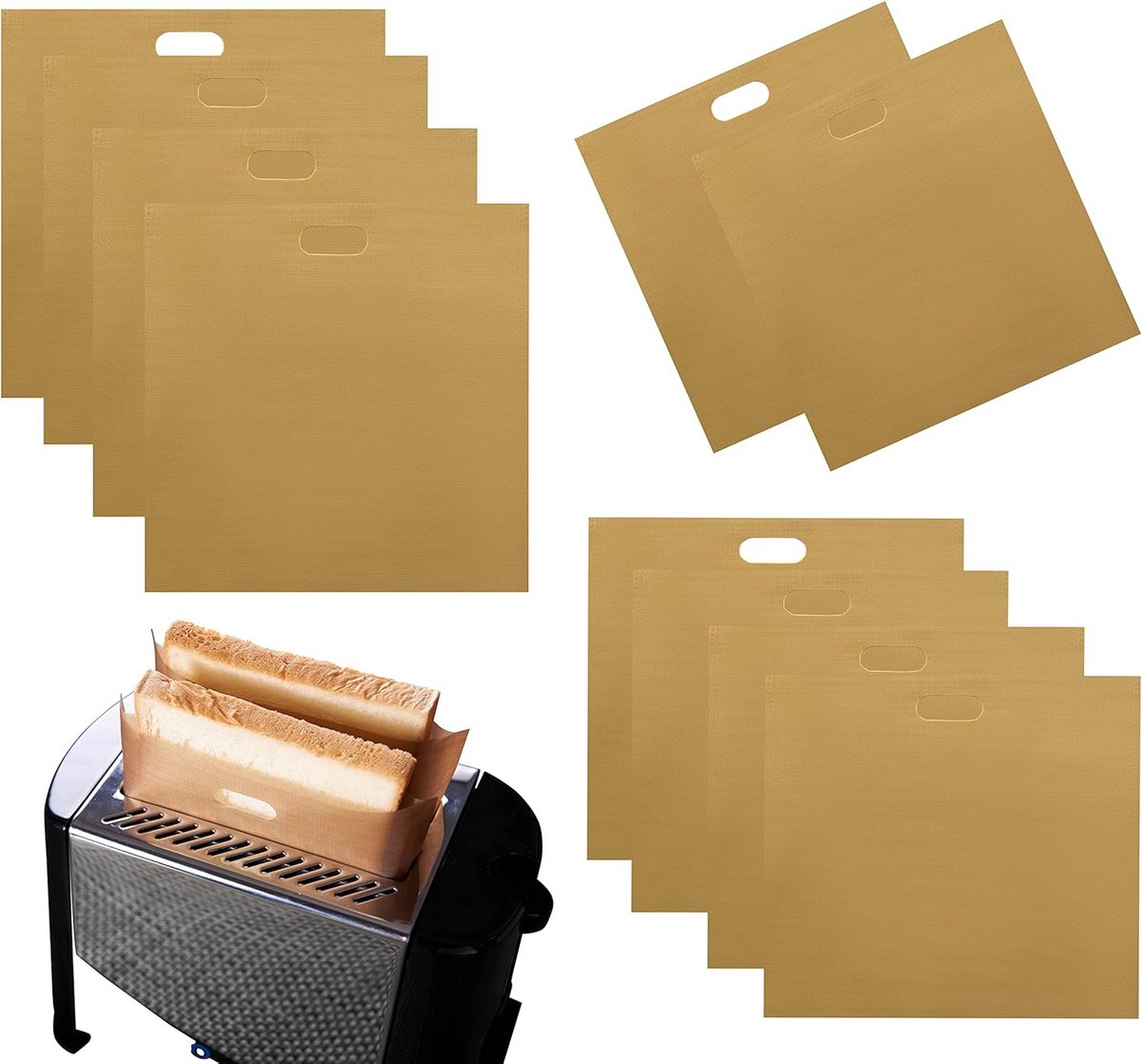 Set van 8 Herbruikbare Toastzakken - Antiaanbak & Hittebestendig