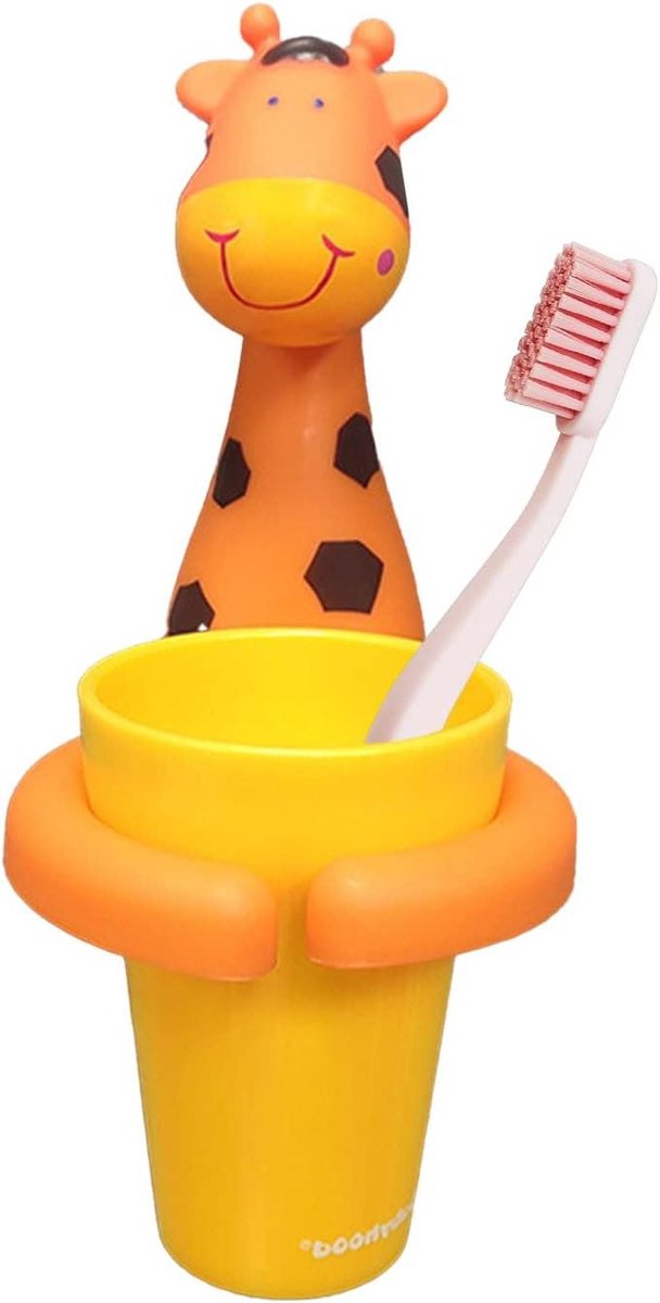 Allecta - Tandenborstelhouder en tandpasta houder met beker voor kinderen - Badkamer accessoire met giraffe design