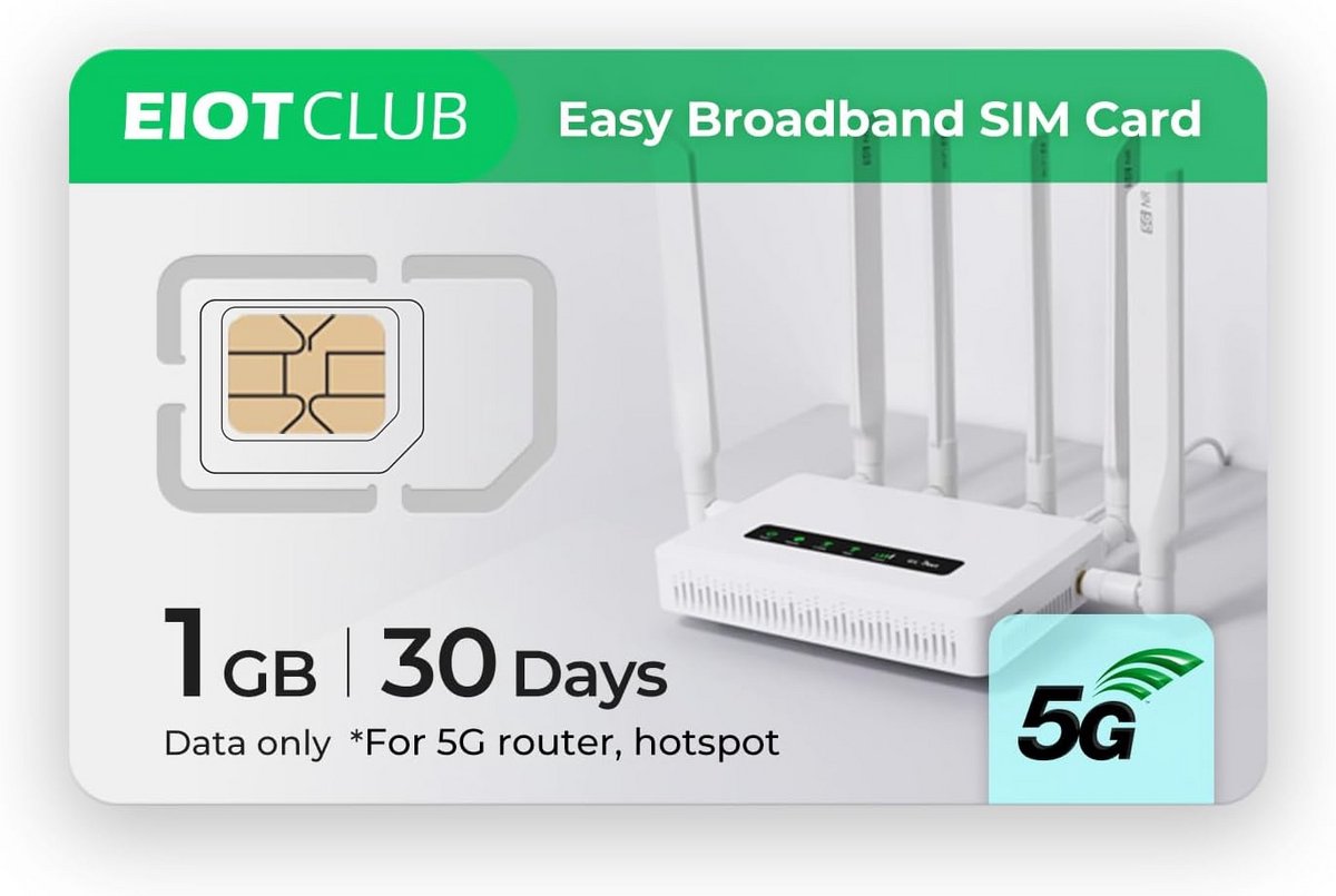 Prepaid Data SIM-kaart voor 5G/4G Routers, Hotspots en Tablets zonder Abonnement