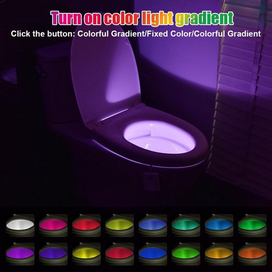 Bewegingssensor Toiletlamp met 16 Kleuren en Oplaadbare LED voor Nachtgebruik van Merkloos — afbeelding 3