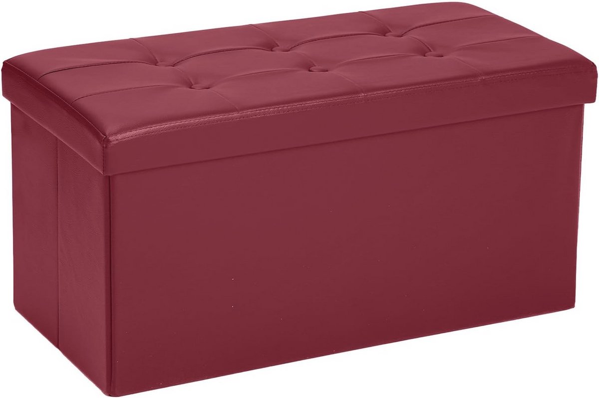 Opvouwbare Kruk met Opbergruimte voor Woonkamer en Slaapkamer - Kunstleer, Gevoerd, 76 x 38 x 38 cm