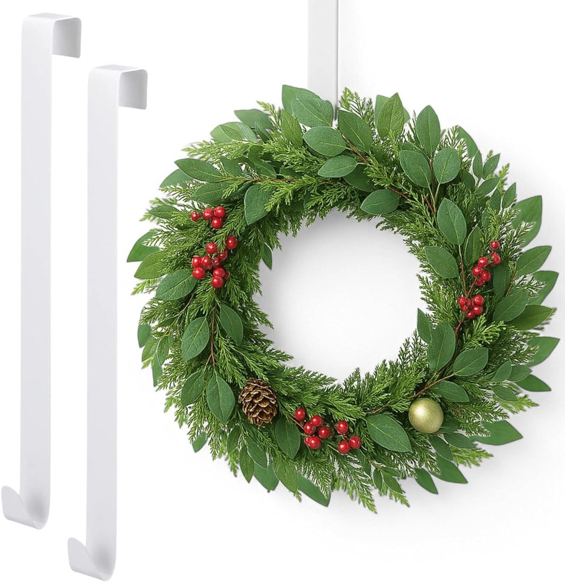 Allecta - Raam- en deurhaken voor decoratie, wit, 30 cm, 2 stuks, zonder boren.