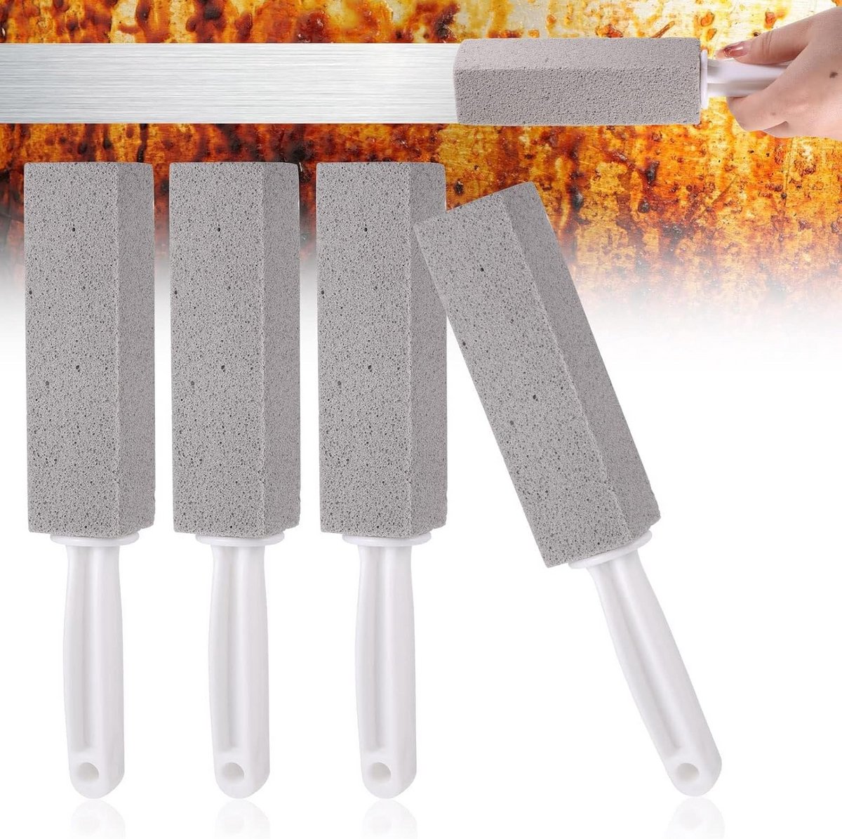 Set van 4 Puimsteen Reinigingsblokken voor Oven, Grill en Hardnekkig Vuil - Krachtige Reiniging