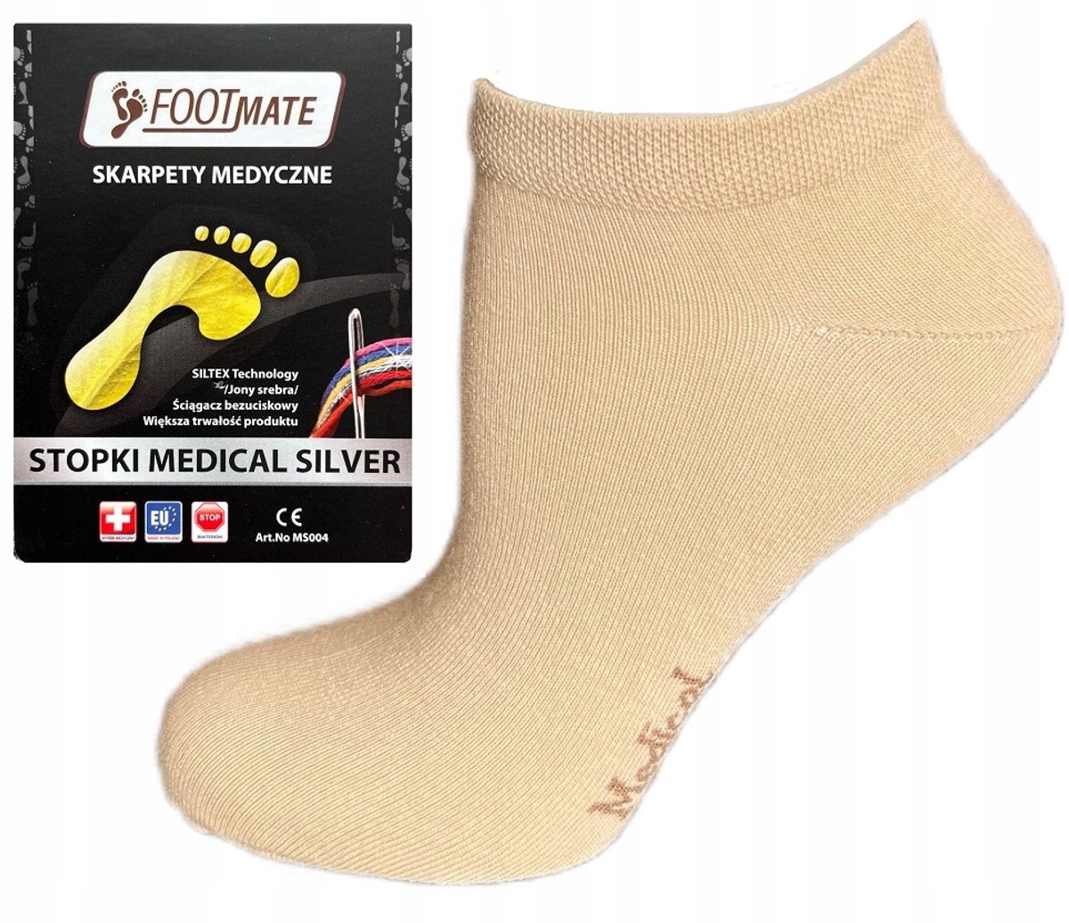 FootMate Medical Zilveren Sok Antibacterieel en schimmelwerend Bruin