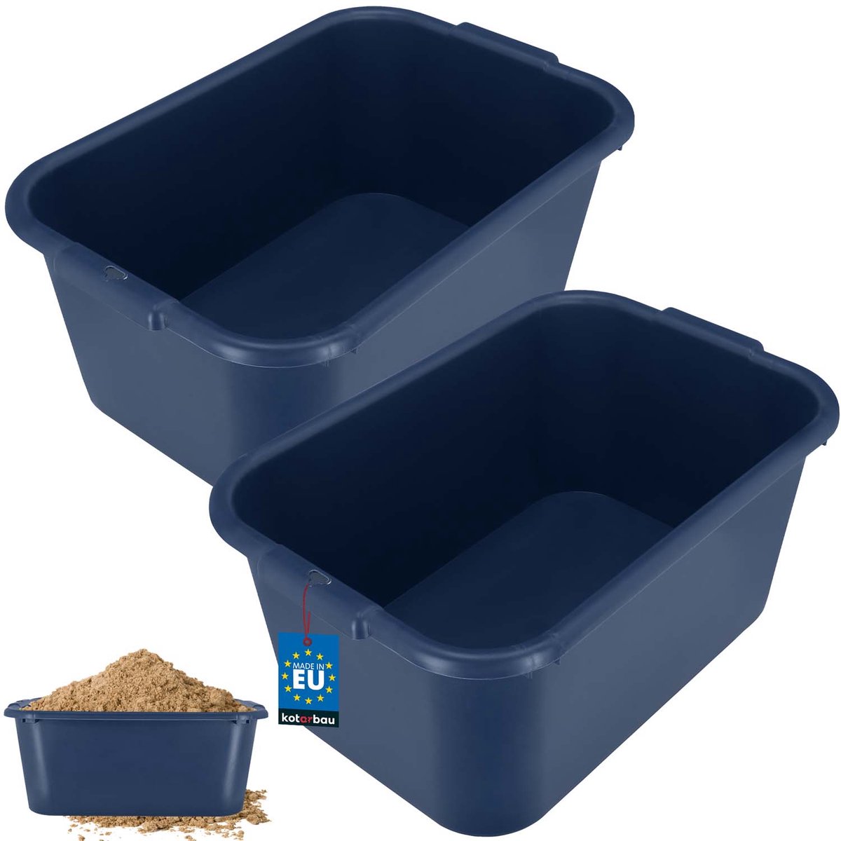 Kotarbau - Rechthoekig Bouwbekken - 45L - Set van 2 - Blauw