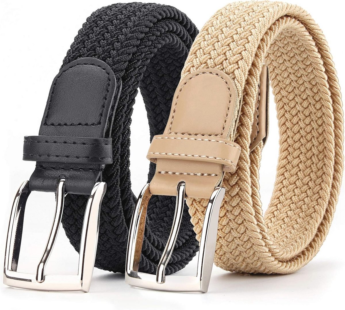 Elastische Gevlochten Canvas Riemen 2-Pack voor Mannen en Vrouwen