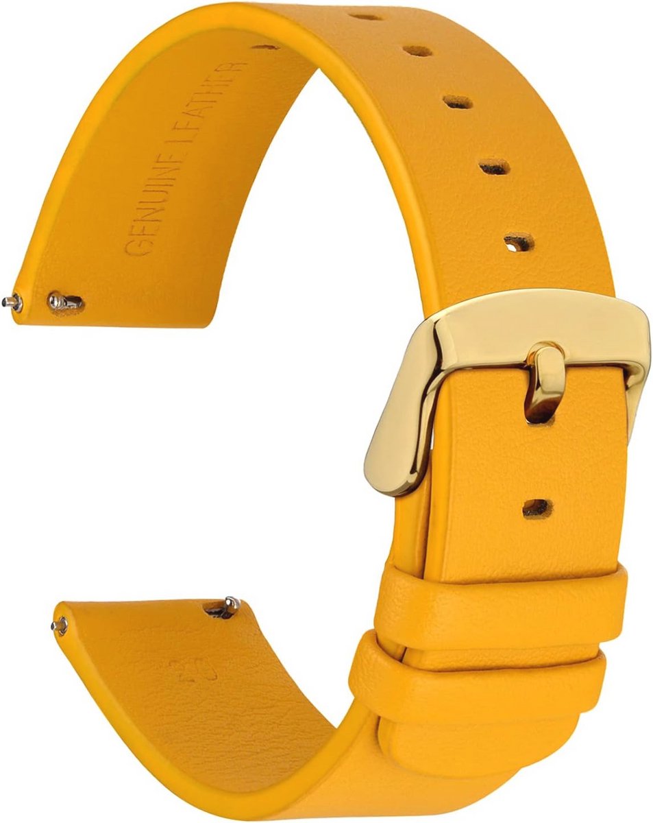 Slanke platte horlogeband voor smartwatch van volnerfleer met snelsluiting - reservearmband voor dames en heren, 18 mm, 20 mm, 22 mm