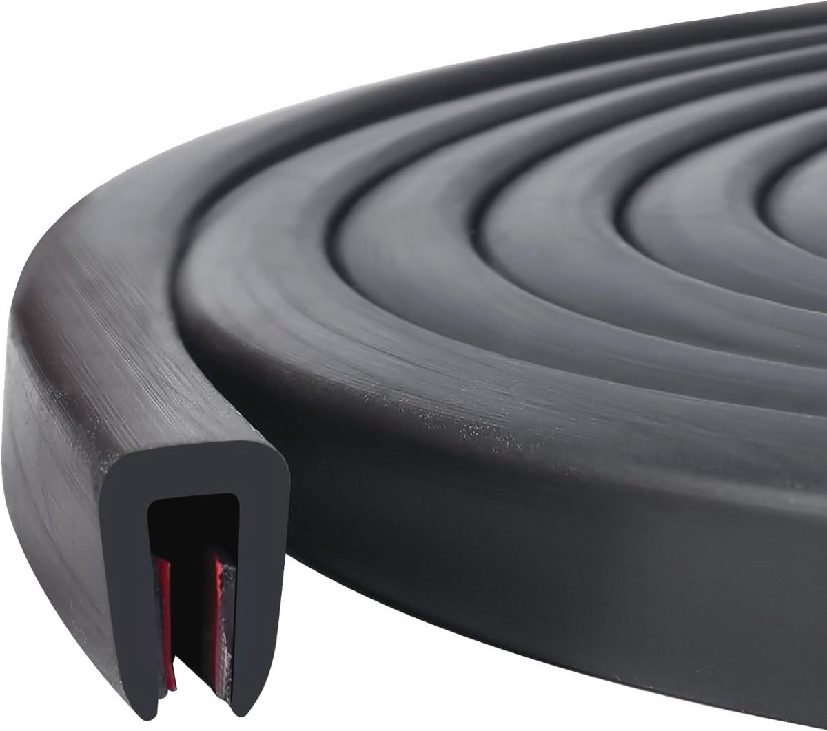 U-vormige randbescherming van rubber voor platen en deuren - 3 mm x 3 m