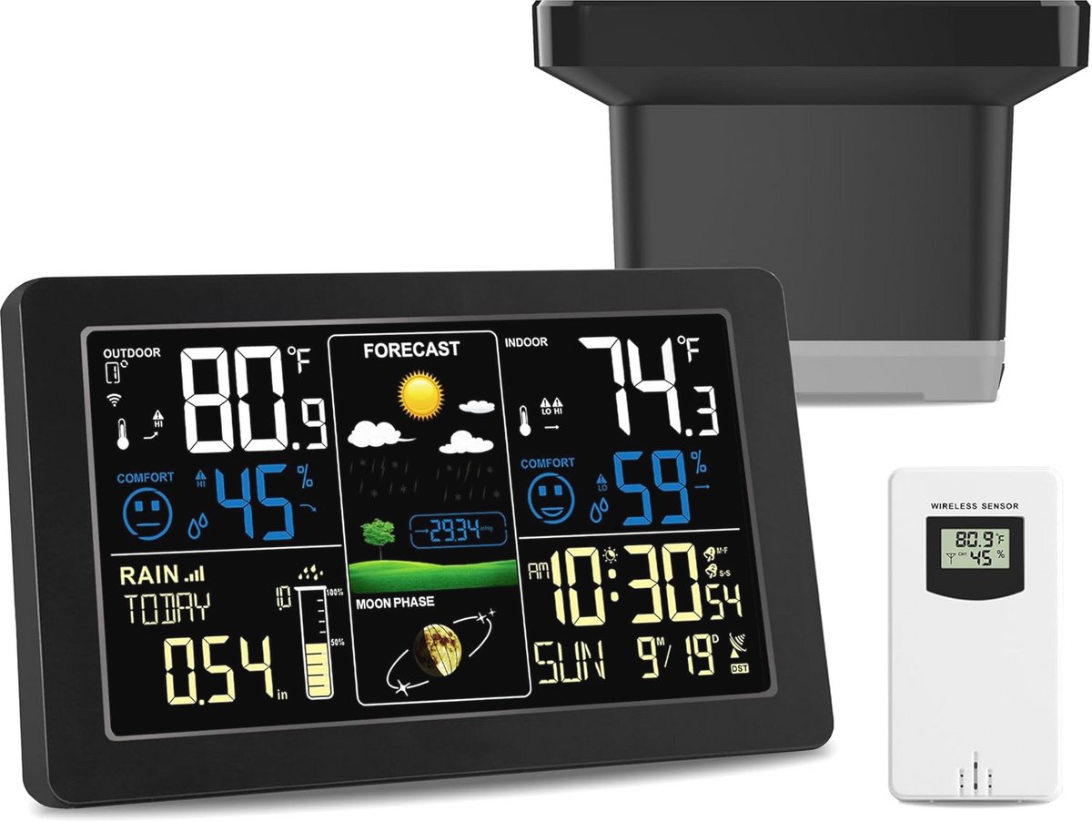 Weerstation met Regenmeter en Draadloze Digitale Technologie voor Binnen en Buiten
