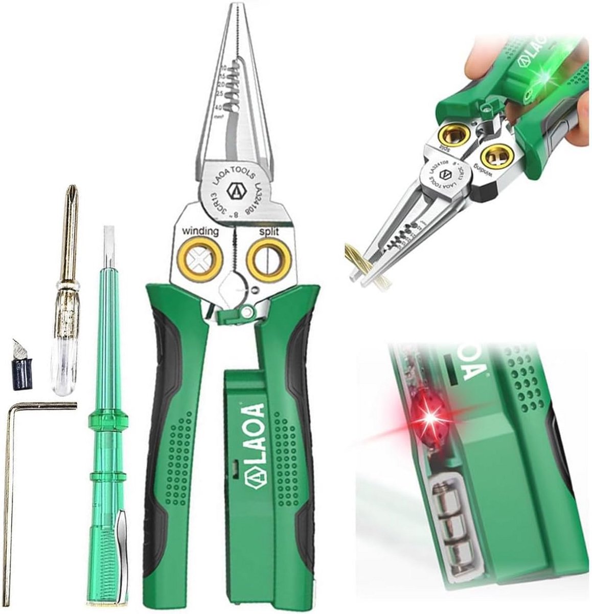 Draadstripper 8-in-1 met Elektriciteitsmeetfunctie voor Knippen en Trekken van Draden