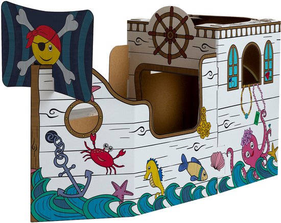 Bankers Box Play - Speelhuis stevig karton - Piratenschip - Inkleurbaar