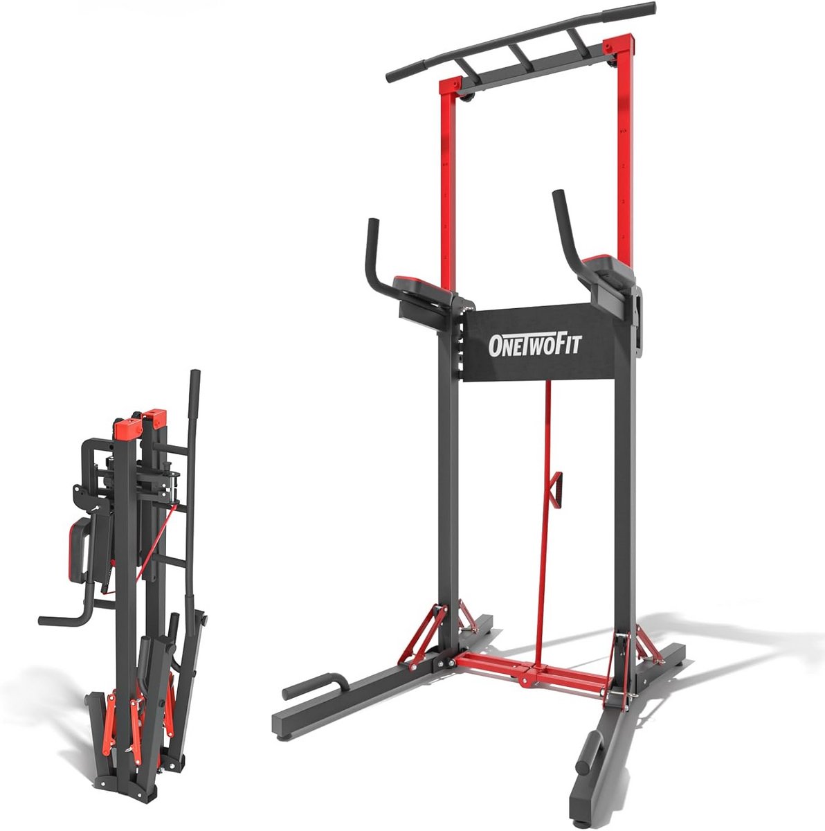 Power Tower Pull Up Bar Station - Verstelbaar opvouwbaar dipstation voor thuisgym en krachttraining