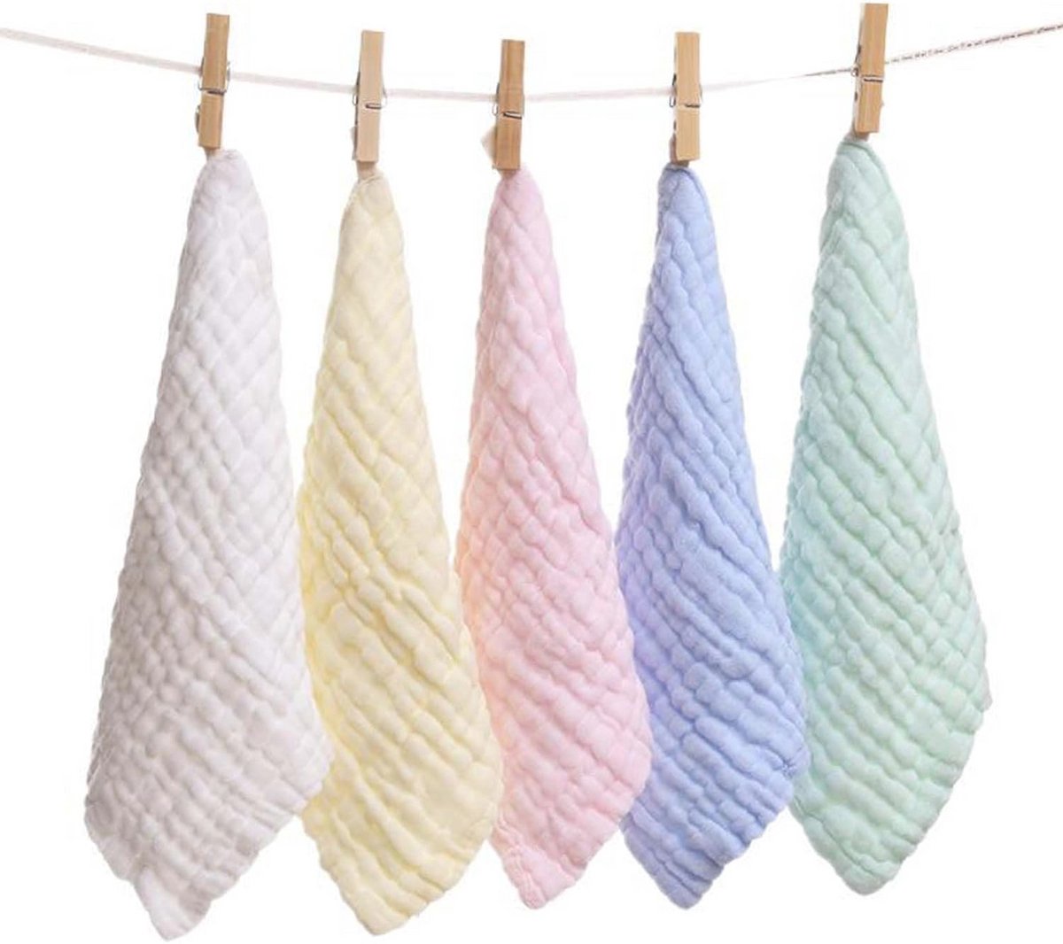 Zachte en absorberende mousseline doeken set voor pasgeborenen – 5 stuks grote babydoekjes 25 x 50 cm