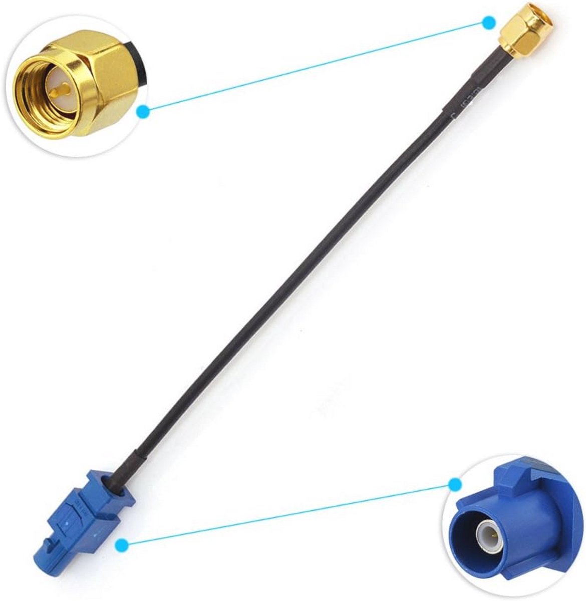 Fakra naar SMA Kabel 15cm voor DAB Antenne en GPS Systemen