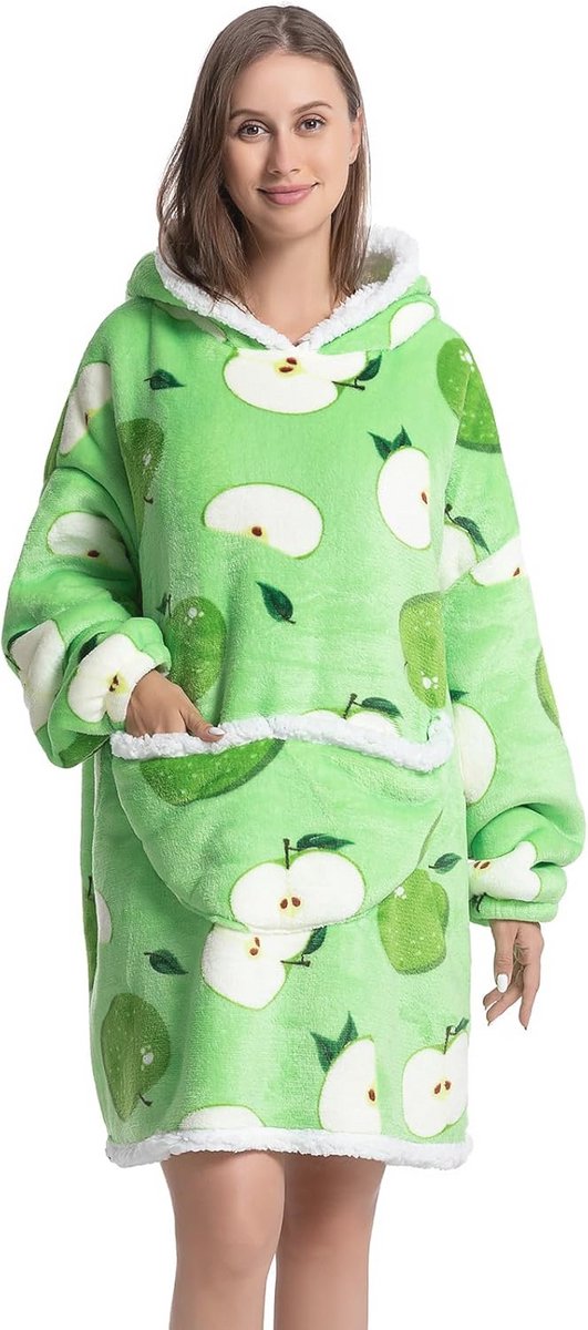 Oversized Deken Hoodie voor Volwassenen - Pluizige Sherpa-Fleece, Super Warme en Gezellige Draagbare Deken met Capuchon