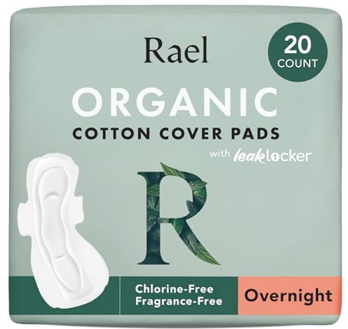 Rael Maandverband van biologisch katoen - zwaar absorberend vermogen voor nacht, ultradunne menstruatiemads met vleugels voor vrouwen, ongeparfumeerd, hypoallergeen, veganistisch (Nachts, 20 stuks)