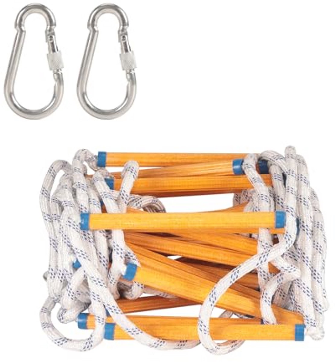 Vuurvaste Touwladder 15m met 2 Haken - Duurzame en Draagbare Noodladder