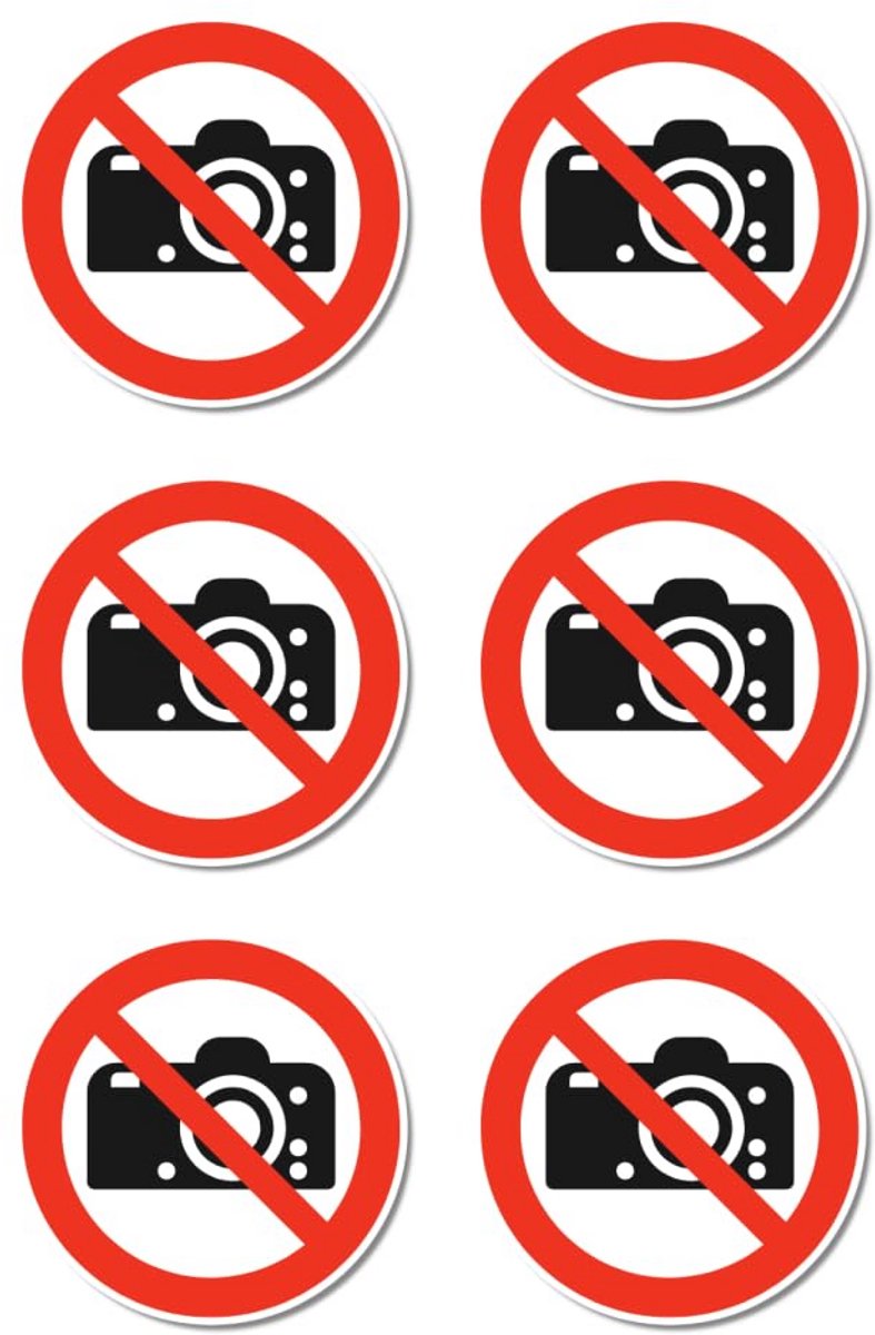 Fotografie Verboden Stickers - Veilige Markering - Ø 5 cm - 6 Stuks