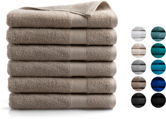DoubleDry XL Handdoeken 70 x 140 - set van 6 - Hotel kwaliteit 500 g/m2 - 6x BeigeTaupe