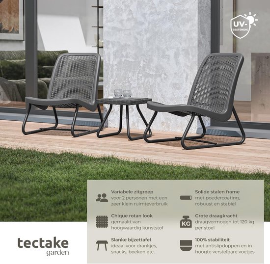 COSTWAY 3-delige tuinmeubelset, balkonset met 2 stoelen en tafel