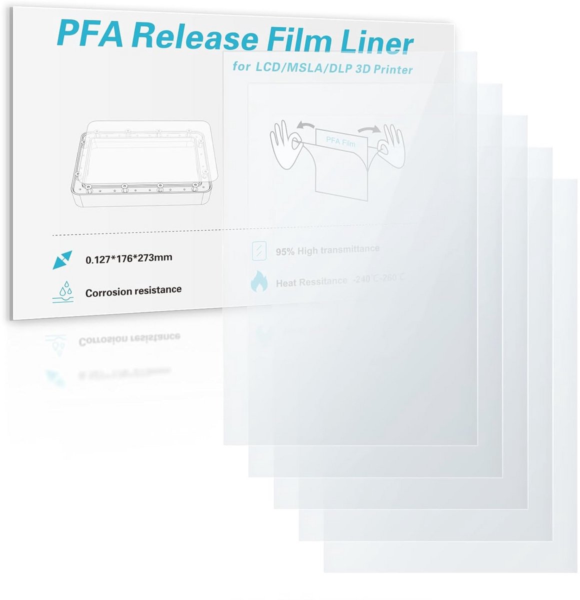 PFA Release Liner Film 2.0 voor 3D-printers - 5 stuks - 273 x 176 mm