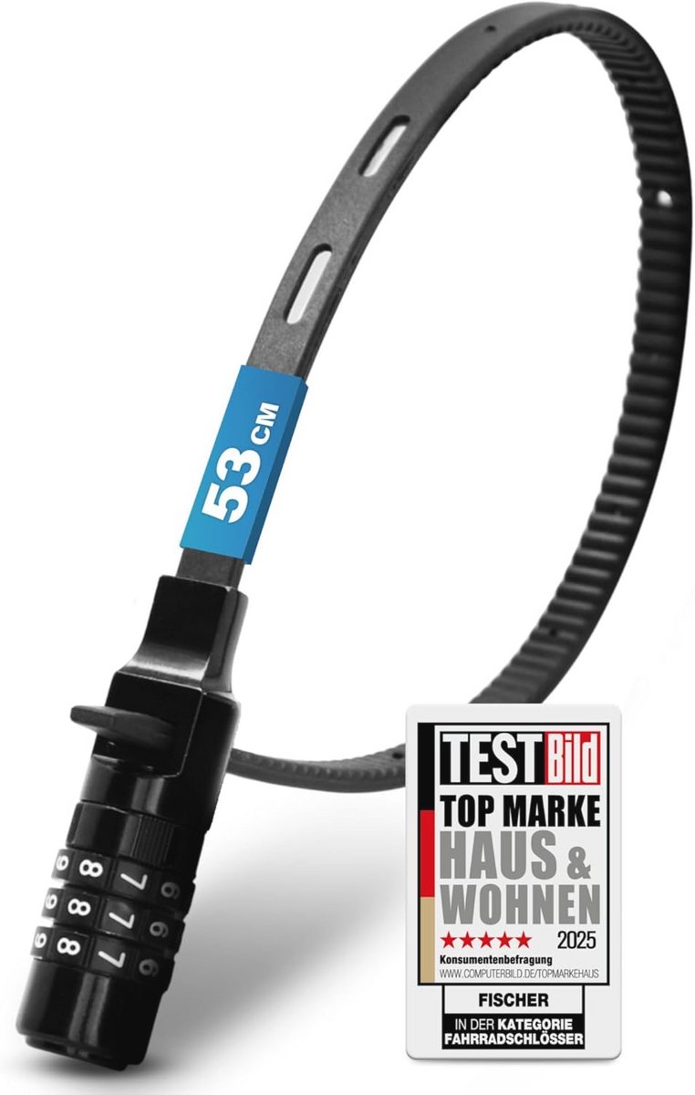 Fietsslot met cijferslot voor fiets, helm of skiën - 53 cm