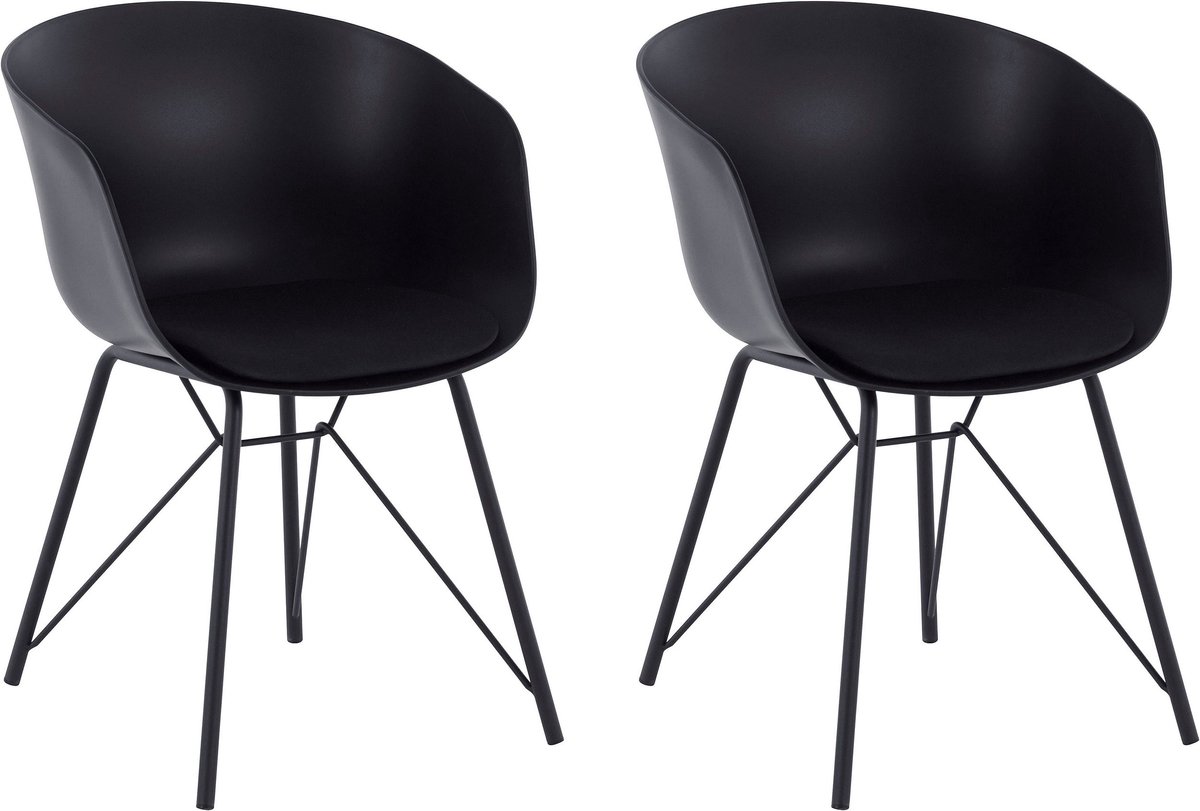 Notio Living Edith-Eetkamerstoel - Zwart Plastic - Set van 2