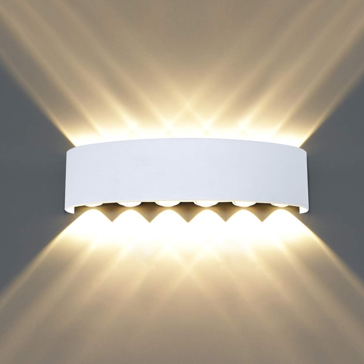 GELLDG 12W waterdichte moderne wandlamp - LED-wandlamp - Aluminium LED-wandlamp - Geschikt voor slaapkamer, badkamer, gang, veranda, hotelingang, tuinpad - Wit