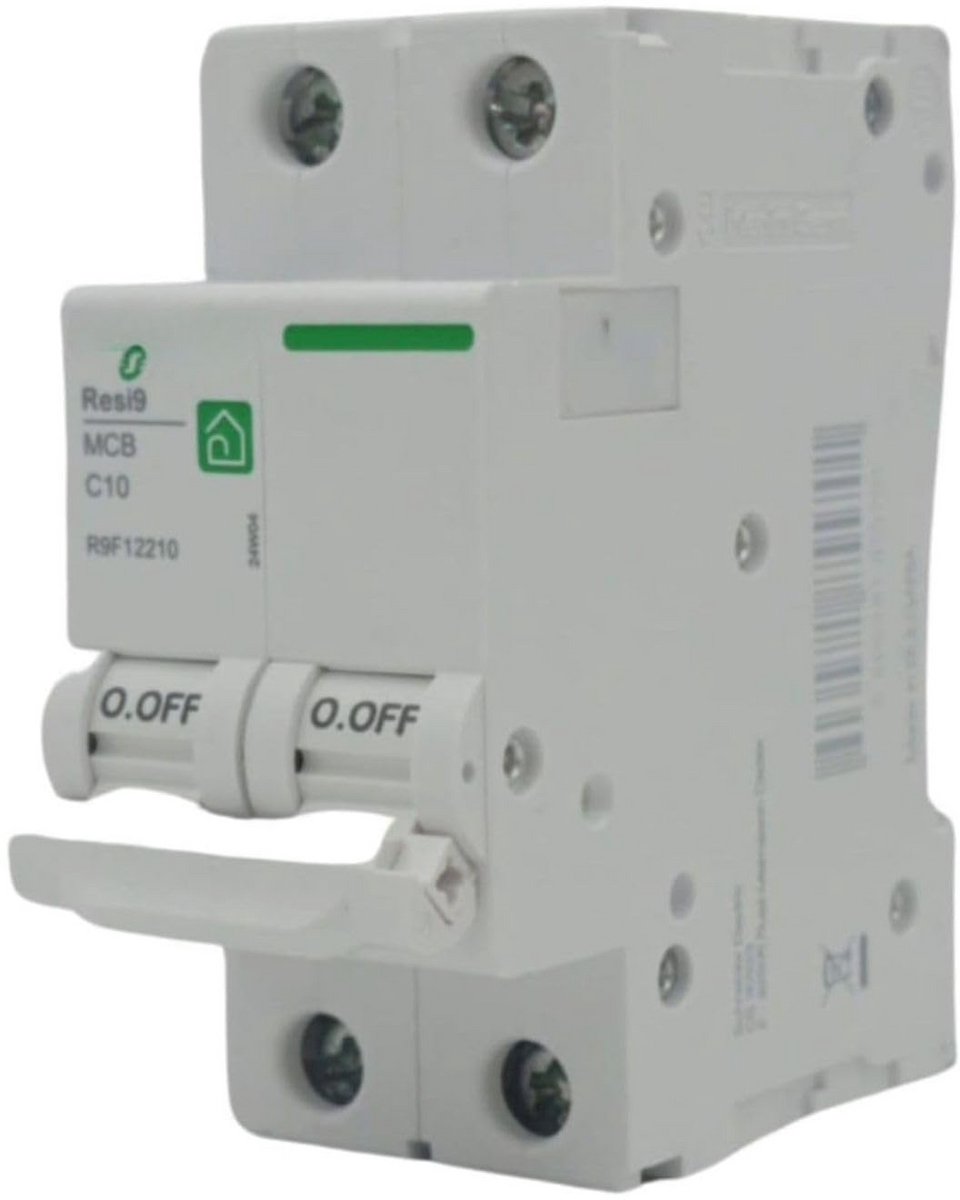 Installatieautomaat 2-polig 10A - Miniatuur Automatische Schakelaar met Karakteristiek C - Voor Circuitbescherming