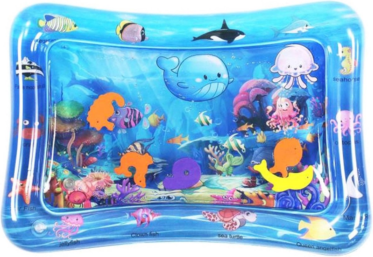 Zingende Watermat voor Baby's - Opblaasbare Speelmat voor Buiktijd met Onderwaterwereld Elementen 66 x 50 cm