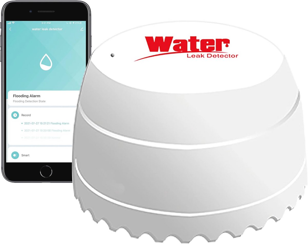 Draadloze waterleksensor met geluidsalarm en app-waarschuwingen voor thuis
